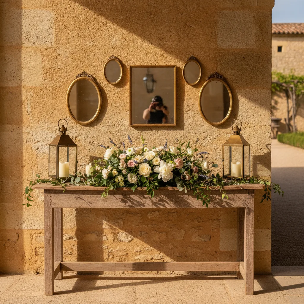 Espace d'accueil décoré à l'entrée d'un lieu de réception