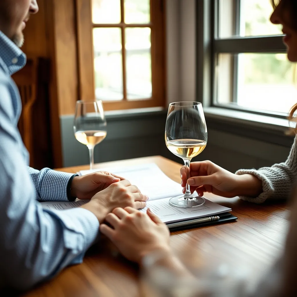 Couple étudiant des devis de traiteur et comparant les menus proposés