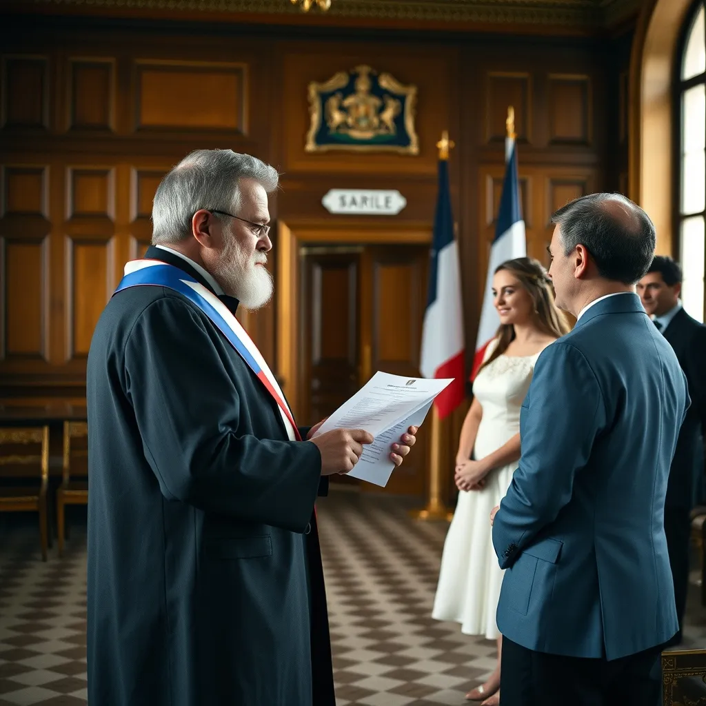 L'officier d'état civil célèbre le mariage en présence des témoins et des époux