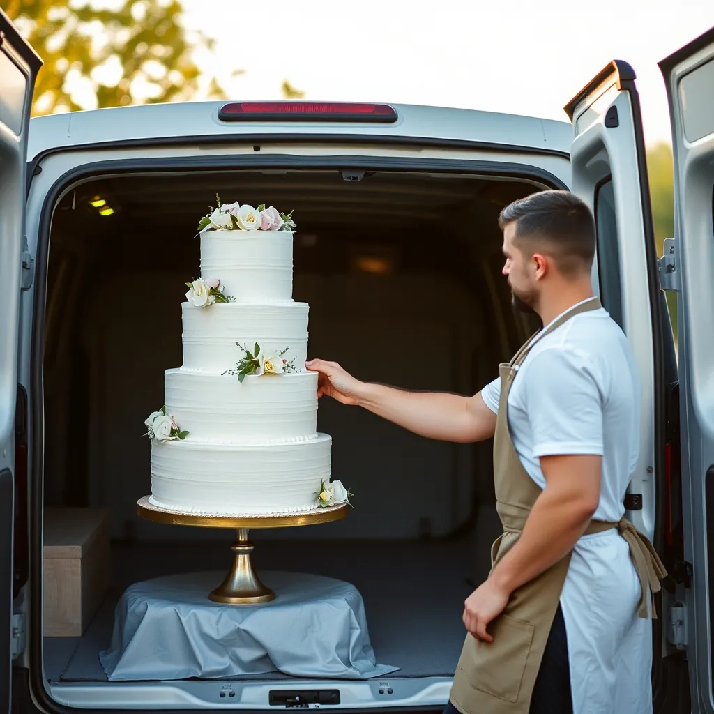 Le transport d'un wedding cake nécessite un véhicule climatisé, surtout en période estivale