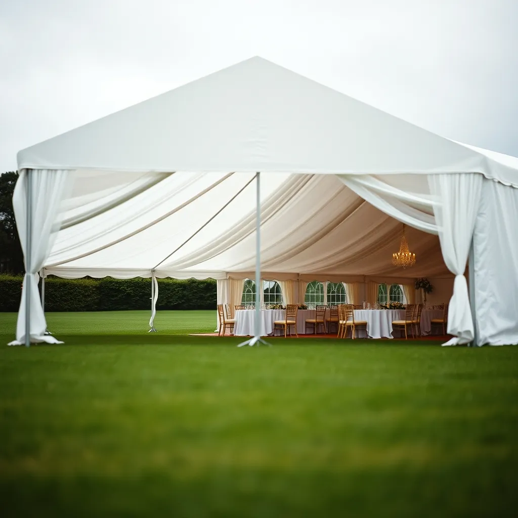 Un chapiteau structuré avec plancher constitue la solution de repli la plus confortable pour un mariage en extérieur