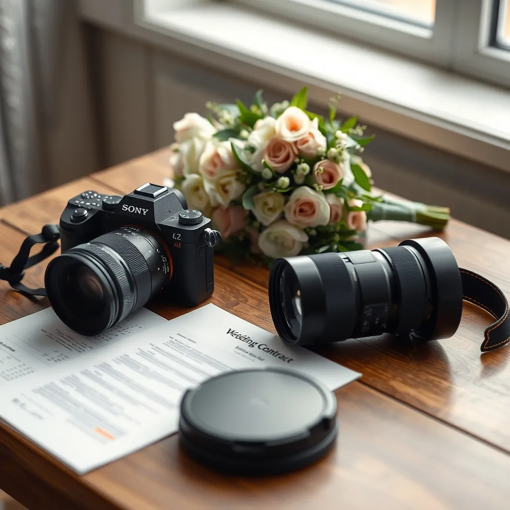 Le matériel professionnel et le contrat font partie intégrante du tarif photographe mariage