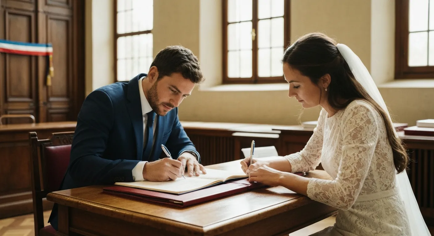 Les témoins signent l'acte de mariage en mairie, seul acte juridique qui leur incombe
